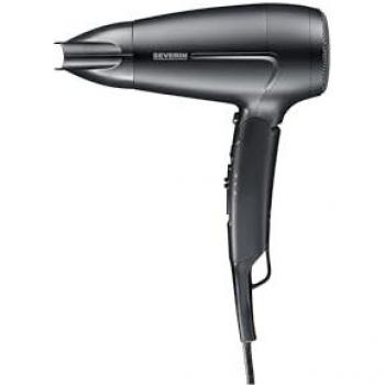 Secador de Pelo de Viaje Severin HT 0159, Plegable, 1600 W, Doble Voltaje, Negro