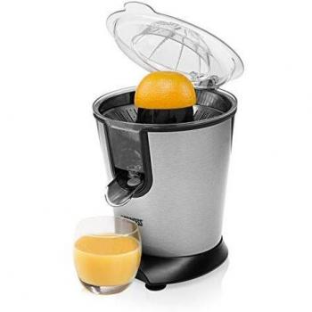 Princess 201850 01.201850.01.001 Exprimidor de cítricos fácil de Usar-Tapa para prensado-Diseño de Acero Inoxidable, 160 W, Negro
