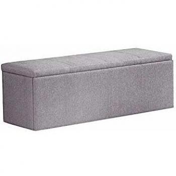 Adec - Universal, Baul, Banco, Puff de almacenaje, arcon elevable Acabado en Tejido Color Gris, Medidas: 120 cm