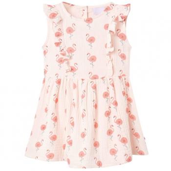 Vestido infantil con volantes rosa suave 116