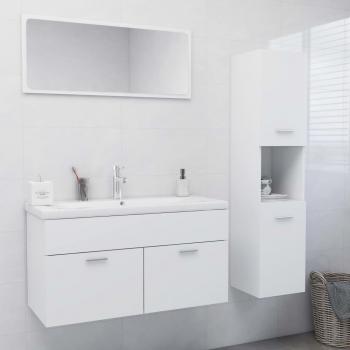 Conjunto de muebles de baño en madera de ingeniería blanca