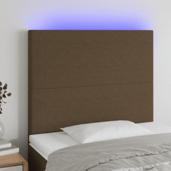 Cabecero LED Marrón Oscuro Tejido 100x5x111/128 cm con luces LED y dimensiones de 100 cm de ancho, 5 cm de grosor y altura ajustable entre 111 y 128 cm