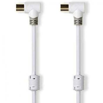 Cable Coaxial 100 dB | Conector IEC (Coax) Macho - Conector IEC (Coax) Hembra | 5,0 m | Blanco