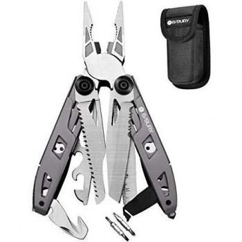 Bibury Multiherramienta de Alicates, 18 en 1 Multitools, Herramienta multiusos de diseño con mango de titanio,Multi Tool Ideal para la supervivencia en el exterior, Camping, Hogar, Reparación