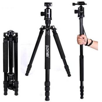 Zomei Z818 Trípode de aluminio ligero para Cámara con Rótula, Portátil Monópode 65-pulgadas Desmontables, 360 Grados de Cabeza de Bola, 1/4 Quick Release Plate con Bolsa de Transporte para Canon Nikon Sony - 33lbs