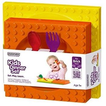 Set Plato Amarillo Bowl Naranja + Cubiertos