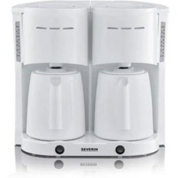 Cafetera de filtro doble Severin KA 5830 con 2 jarras térmicas, hasta 8 tazas, 2000 W, color blanco
