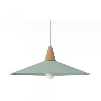 Lámpara de Techo Monocolor Funnel de Metal y Madera, Diámetro 40 cm, Verde Glacial, E27, Máx. 42W, Fabricada en Italia