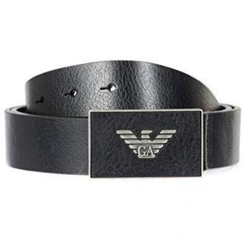 Cinturón de hombre Emporio Armani WALFAI POULTE negro con hebilla de pin, disponible en tallas 85, 90, 95, 100, 105 y 110