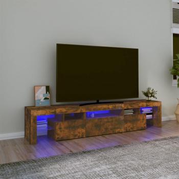 Mueble de TV con luces LED color roble ahumado 200x36,5x40 cm Vidaxl Marrón