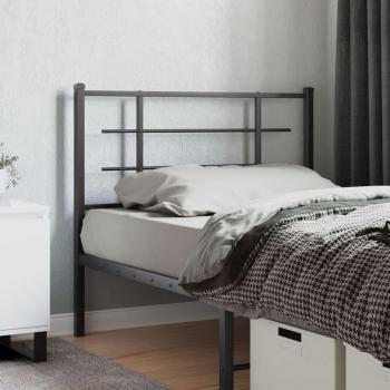 Cabecero de metal negro 107 cm con estructura resistente, diseño moderno, acabado en pintura negra, dimensiones de 107 cm de ancho y altura ajustable