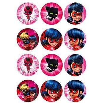 Generique 16 Discos mini de azúcar Ladybug 3,4 cm