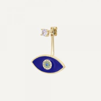 Pendiente Ear Jacket Ojo Turco en Plata de Ley 925 y Metal Libre de Níquel con Baño de Oro 18K