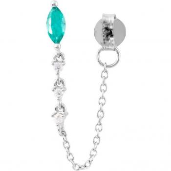 Ear Candy - Piercing largo Marquise de plata bañado en rodio