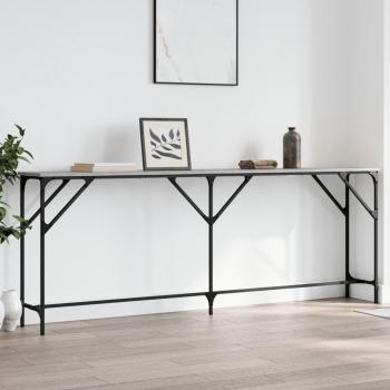 Mesa consola de madera de ingeniería 200x29x75 cm en color negro, roble sonoma y roble ahumado, ideal como mesa de sofá o mesa auxiliar para salón