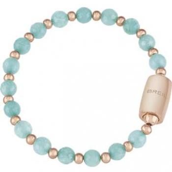 Pulsera Breil colección Sistema Magnético para mujer en acero color rosa gold con ónix, talla 19 - TJ3047