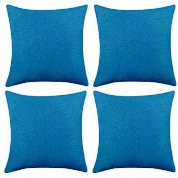 Deconovo Fundas Cojines de Lino Artificial, Suave suntuoso, 4 Piezas, 40 X 40 Cm Turquesa