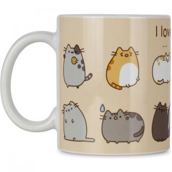 Pusheen impreso taza de cerámica, diseño de gato, color crema