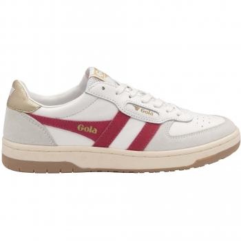 Gola Hawk Women's Casual Sneakers in White Red Gold