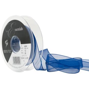 Cinta de tela supertransparente Berisfords de 15 mm, color azul real