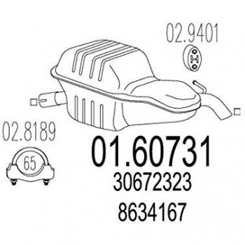 Silenciador trasero MTS VOLVO 01.60731 para V70 II y S60 I