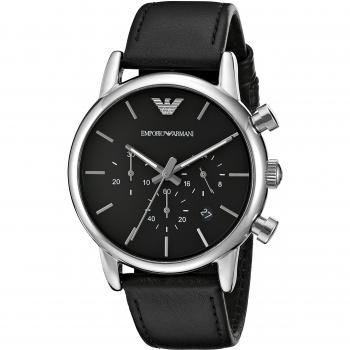 Emporio Armani Men's Three-Hand Black Leather Watch AR1733