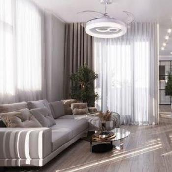 Ventilador de techo Hermes Bel Air 108W con 4 aspas retráctiles, mando a distancia y color blanco Ø108 cm