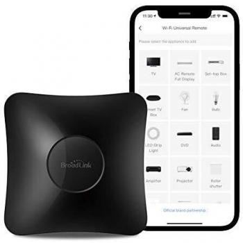 BroadLink RM4 Pro IR y RF Mando a Distancia Universal, Code Learning - Mando a Distancia WiFi para el hogar Inteligente y Dispositivos - para TV, AC, Motor de Cortina - Compatible con Alexa