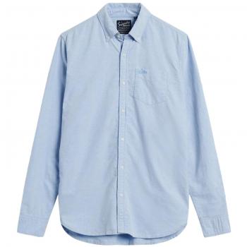 Superdry Classic Blue Long Sleeve Oxford Shirt - Organic Cotton, Sustainable, Casual