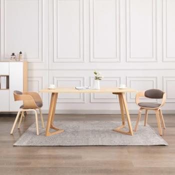 Sillas de comedor Día y Noche - 2 unidades, madera curvada y tela gris taupe
