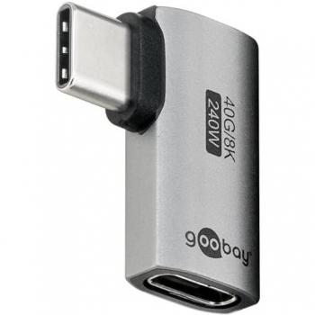 Goobay 90° Horizontal USB-C Adapter, USB4 (240W), Silver