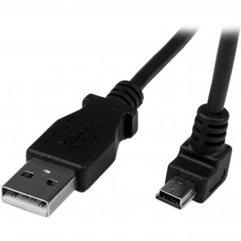 StarTech.com Mini USB 2.0 Cable - USB Mini B Cable Angle Elbow Down - Black 2m
