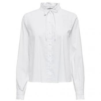 Camisa de Mujer JDYMIO de Manga Larga con Detalle Anudado en Blanco Brillante