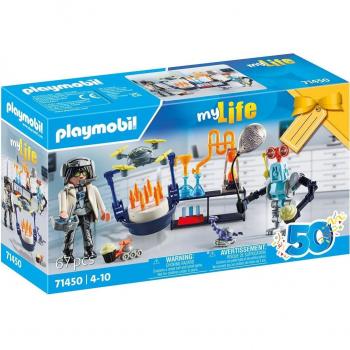 Playmobil - Investigador con robots y su fiesta de cumpleaños