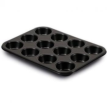 Guardini, Gardenia, Molde para 12 Muffins 27x35cm. Material: Acero con Revestimiento Antiadherente, Color Negro.