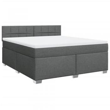 Cama box spring con colchón de muelles gris oscuro 180x200 cm tela