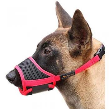 HEELE Bozal para Perros Bozal Anti-Mordedor Fit Bozal para Perros Malla Transpirable con Forma de Boca para Perros Negro Rojo XL