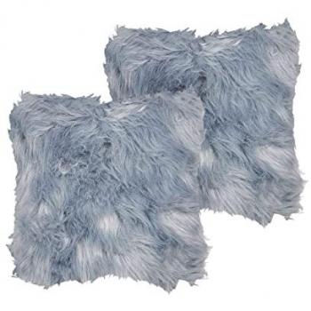 Set de 2 cojines decorativos de pelo sintético azul 42 x 42 cm estilo moderno