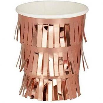 Ginger Ray Fringe - Juego de 8 vasos de papel para fiestas, color oro rosa