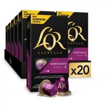 L'Or Espresso Café Sontuoso Intensidad 8 - 200 cápsulas de aluminio compatibles con máquinas Nespresso (20 Paquetes de 10 cápsulas)