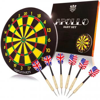 Diana |Tablero de dardos|Blanco para dardos con punta de acero »Saturn« incluye 6 dardos con punta de acero de #DoYourDart | Darts | Apropiado para principiantes, jugadores aficionados y jugadores ambisiosos | ideal para Steeldarts | Compuesto de papel 