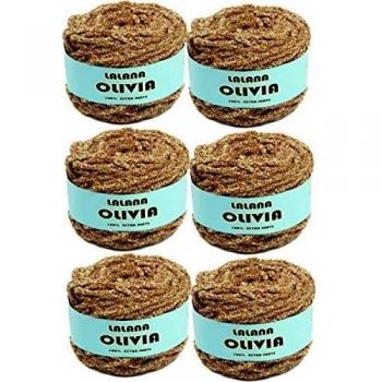 LALANA OLIVIA 2346- PACK de 6 ovillos de 90grs cada uno para tejer. Multicolor