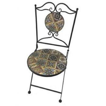 Silla Plegable Mosaico Cerámico Zarin 52 x 39 x 91cm