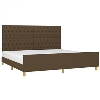 Estructura de cama con cabecero de tela marrón oscuro 200x200cm