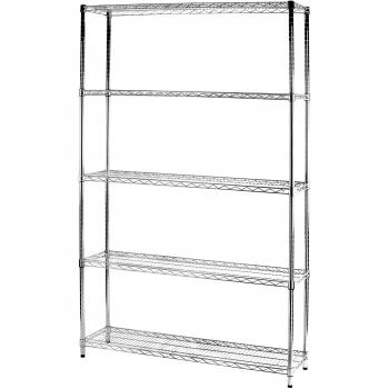 ARCHIMEDE - Sistema por módulos - estantería con Cinco estantes, Metal, Cromado, 121 x 36.0 x 200 cm