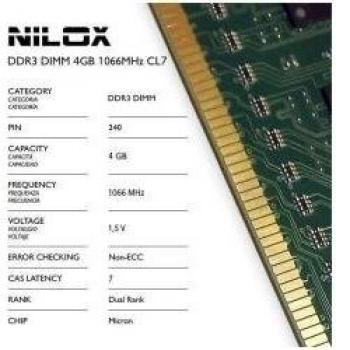 Nilox 4 GB DDR3 DIMM 4 GB DDR3 1066 MHz Módulo - Memoria