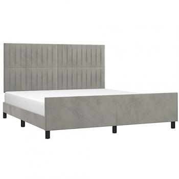 Estructura de cama con cabecero terciopelo gris claro 160x200 cm