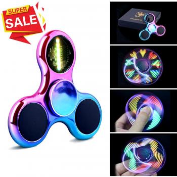 Fidget Spinner Spinner de Mano Quimat con LED Se encienden Juguetes para dedos EDC 18 modalidades de parpadeo perfecto para niños y adultos ayuda contra la ansiedad concentración aburrimiento reduce estrés es de alta velocidad