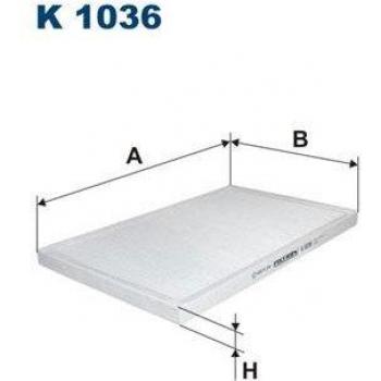 Filtro de habitáculo FILTRON K1036 con características de filtración eficiente, diseño específico para sistemas de calefacción y ventilación, compatible con múltiples modelos de vehículos