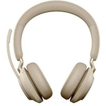 Jabra Evolve2 65 Auriculares Inalámbricos Estéreo con Cancelación de Ruido, Certificados para plataformas UC, Batería de Larga Duración, Adaptador Bluetooth USB-A, Beige